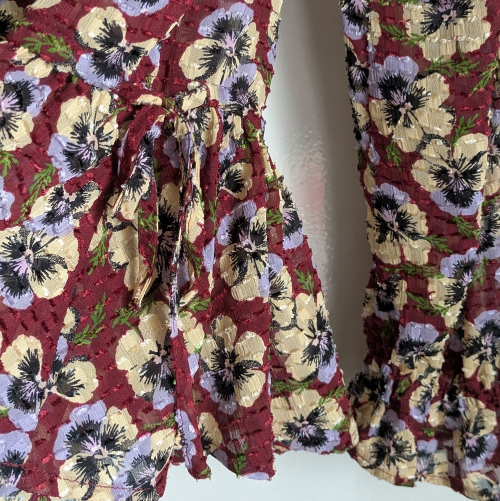 Madewell Ruffle Hem Top Blouse Viola Floral XS - Picture 7 of 16